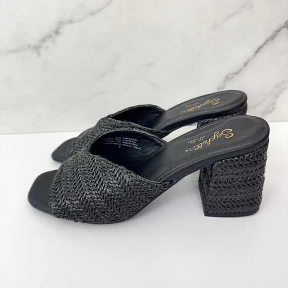 Seychelles Women Adapt Raffia Heeled Sandals Size 7 Minimal Classic Beachy Black - Picture 5 of 10
